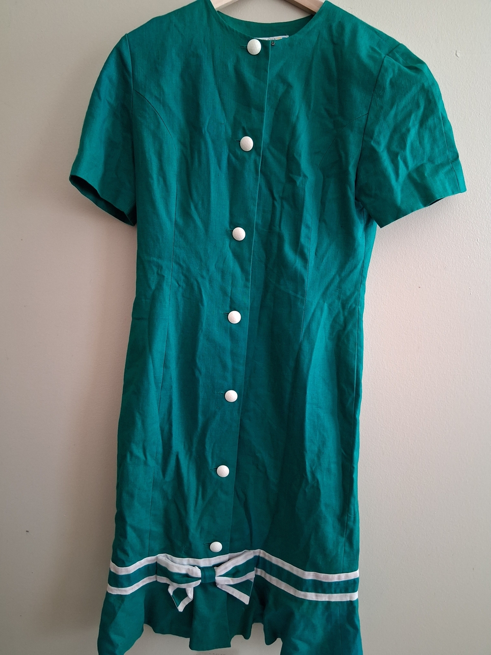 Vintage Green Button-Front Dress